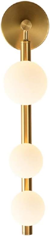 AFN Vertical Wall Lighting Ideas Postmodernist 3 Heads Gold Metal Sconce with Orb Opal Glass Shade
