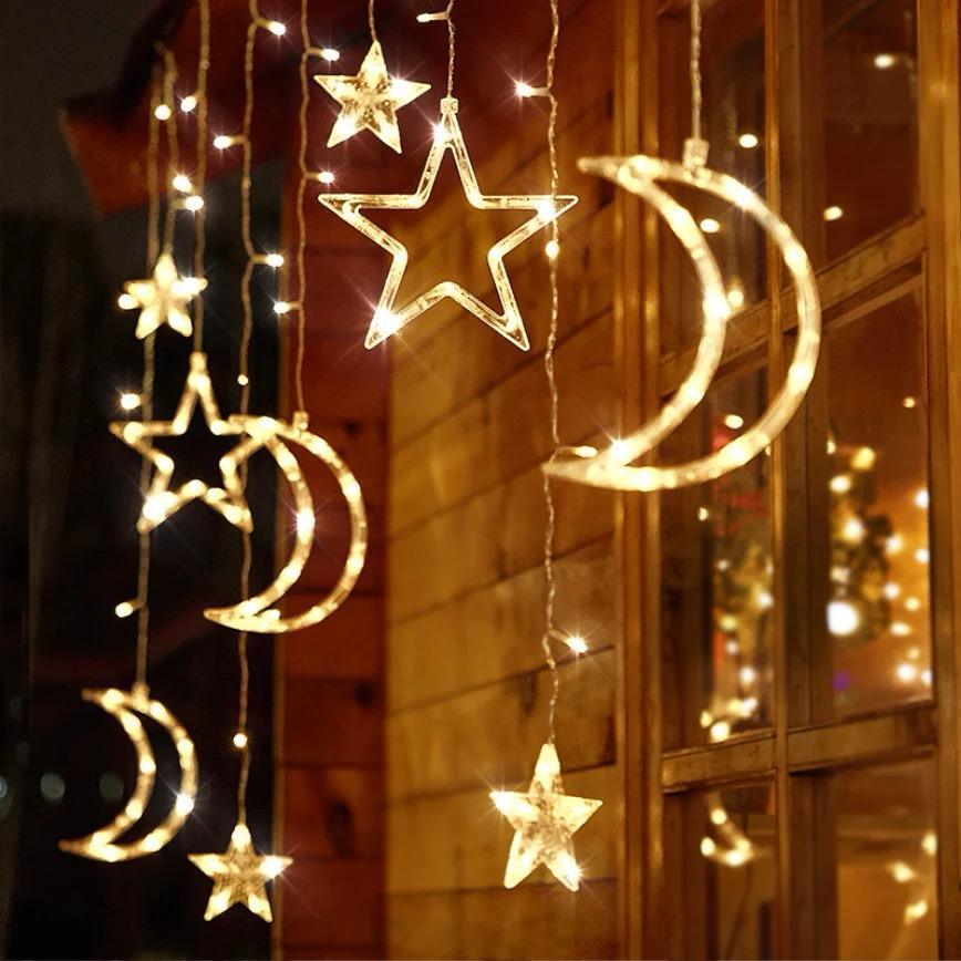 Home Decoration Moon Star LED String Curtain Lights - AFN Lighting