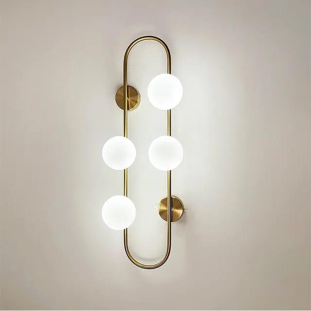 4 Light Gold Frosted Glass Ball Wall Light Metal - Warm White Postmodern wall lamp Black and gold glass lamp