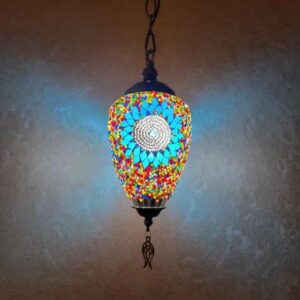 New Design Turkish-Style Mosaic Pendant Lamp Colorful Glass Single Hanging Light for Bar and Home Decor