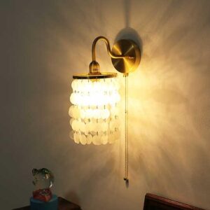 Zeal Lighting Trendy Wall Lamp with Natural Shell and Glass Body for Indoor Bedroom TV Lounge Decoration and Multipurpose