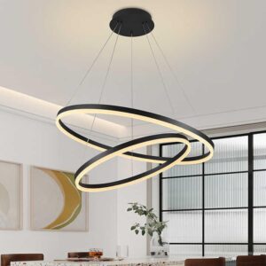 Post Living Durable Aluminum Acrylic Ring Pendant Light Modern Smart LED Chandelier for Living Room and Bedroom Dine-in Area Hotel Light